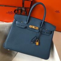Hermes Birkin 30cm Bag in Blue Agate Clemence Leather with GHW
