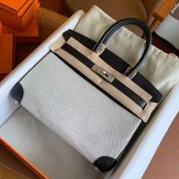 Hermes Birkin 30 Handmade Bag In ToileBlack Swift Leather