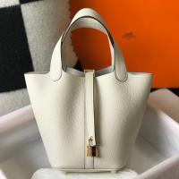 Hermes Picotin Lock 18 Bag in Craie Clemence Leather with GHW
