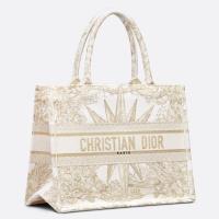 Dior Medium Book Tote Bag In Gold Reve dInfini Embroidery
