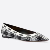 Dior JAdior Ballet Flats In Black and White Tartan Fabric