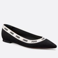 Dior JAdior Embroidered Ballet Flats In Black Technical Canvas