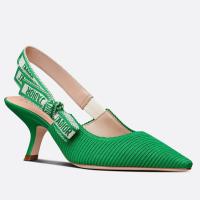 Dior JAdior Slingback Pumps 65mm In Green Cotton Embroidery
