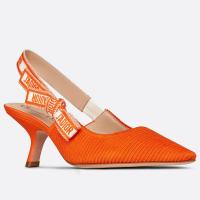 Dior JAdior Slingback Pumps 65mm In Orange Cotton Embroidery