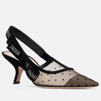 Dior JAdior Slingback Pumps 65mm In Black Dotted Swiss