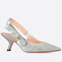 Dior JAdior Slingback Pumps 65mm In Grey Toile de Jouy Cotton