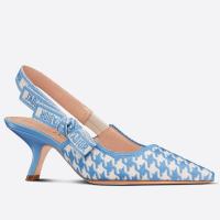 Dior JAdior Slingback Pumps 65mm In Blue Houndstooth Embroidery