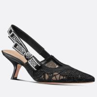 Dior JAdior Slingback Pumps 65mm In Black Macrame Embroidered Cotton
