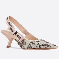 Dior JAdior Slingback Pumps 65mm In Rosa Mutabilis Embroidered Cotton