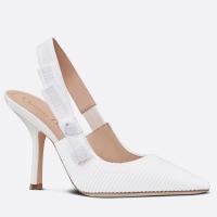 Dior JAdior Slingback Pumps 100mm In White Cotton Embroidery
