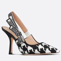 Dior JAdior Slingback 100mm Pumps In Black Houndstooth Embroidery