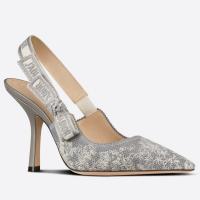 Dior JAdior Slingback Pumps 100mm In Gray Toile de Jouy Reverse