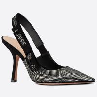Dior JAdior Slingback Pumps 100mm In Black Suede With Strass