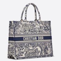 Dior Large Book Tote Bag In Blue Toile de Jouy Embroidery