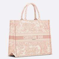 Dior Large Book Tote Bag In Pink Toile de Jouy Embroidery