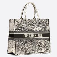 Dior Large Book Tote Bag In White Dior Zodiac Embroidery