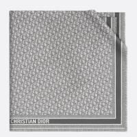 Dior D Oblique Shawl in Grey Wool and Cotton