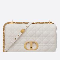 Dior Caro Large Bag In White Cannage Calfskin