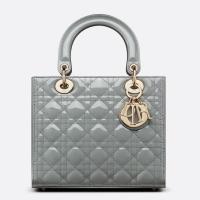 Dior Lady Dior Medium Bag in Grey Patent Cannage Calfskin