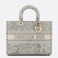 Dior Lady D Lite Large Bag in Grey Toile de Jouy Reverse Embroidery