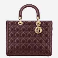 Dior Lady Dior Large Bag in Bordeaux Cannage Lambskin