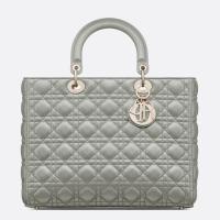 Dior Lady Dior Large Bag in Grey Cannage Lambskin