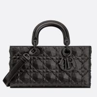 Dior Lady D Joy Medium Bag In Black Calfskin with Diamond Motif