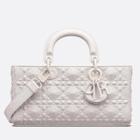 Dior Lady D Joy Medium Bag In White Calfskin with Diamond Motif