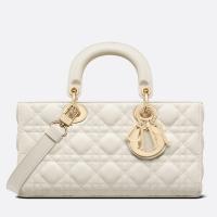 Dior Lady D Joy Medium Bag In White Cannage Lambskin