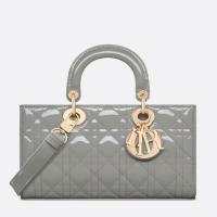 Dior Lady D Joy Medium Bag in Grey Patent Cannage Calfskin