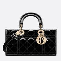 Dior Lady D Joy Medium Bag In Black Patent Cannage Calfskin