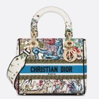 Dior Lady D Lite Medium Bag In White D Constellation Embroidery