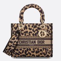 Dior Lady D Lite Medium Bag In Beige Multicolor Mizza Embroidery