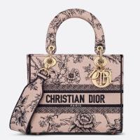 Dior Lady D Lite Medium Bag In Powder Jardin Botanique Embroidery