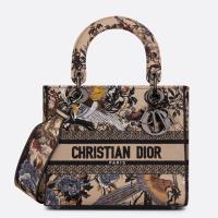 Dior Lady D Lite Medium Bag In Beige Jardin dHiver Embroidery