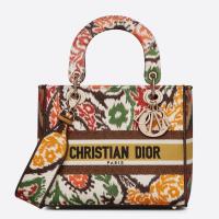 Dior Lady D Lite Medium Bag In Yellow Dior Paisley Embroidery
