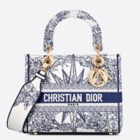 Dior Lady D Lite Medium Bag In Blue Multicolor Reve dInfini Embroidery