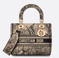 Dior Lady D Lite Medium Bag In Beige Toile de Jouy Voyage Embroidery