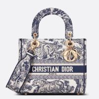 Dior Lady D Lite Medium Bag In Blue Toile de Jouy Embroidery