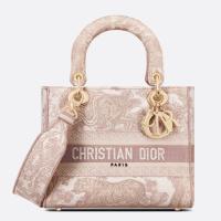 Dior Lady D Lite Medium Bag In Pink Toile de Jouy Embroidery
