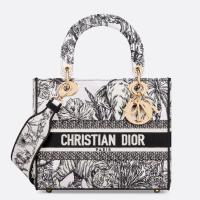Dior Lady D Lite Medium Bag In White Toile de Jouy Voyage Embroidery