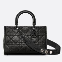 Dior Medium Lady D Sire My ABCDior Bag in Black Crinkled Calfskin