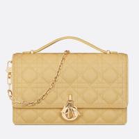 Dior Miss Dior Top Handle Bag in Pastel Yellow Cannage Lambskin