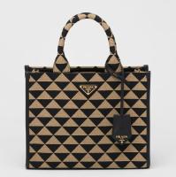 Prada Symbole Small Bag In BlackBeige Jacquard Fabric