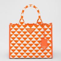 Prada Symbole Small Bag In OrangeWhite Jacquard Fabric