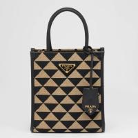 Prada Symbole Mini Bag In BlackBeige Jacquard Fabric