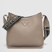 Prada Hobo Bag in Grey Grained Calfskin
