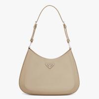 Prada Cleo Large Shoulder Bag In Beige Brushed Leather