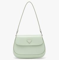 Prada Cleo Shoulder Bag with Flap in Aqua Brushed Leather