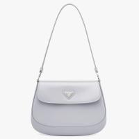 Prada Cleo Shoulder Bag with Flap in Blue Brushed Leather